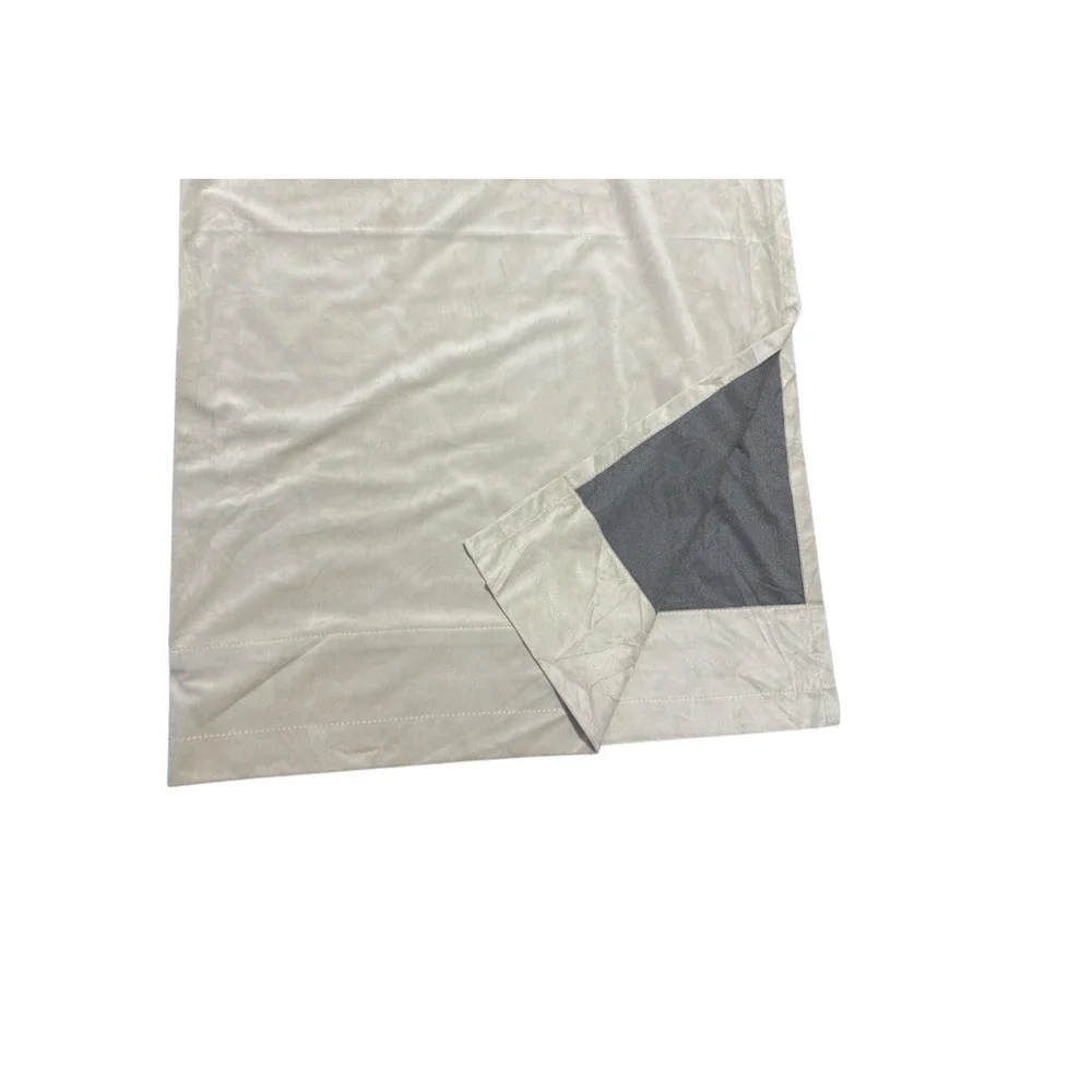 Single Beige Velvet Curtain Drape 1 Panel Solid 84 Long 54 Wide Ecru